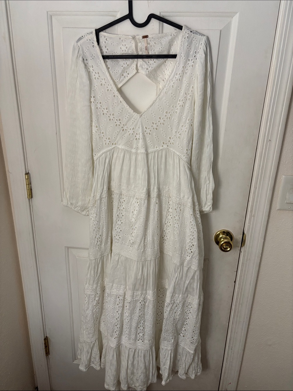 Free People White Eyelet Tiered Maxi Dress